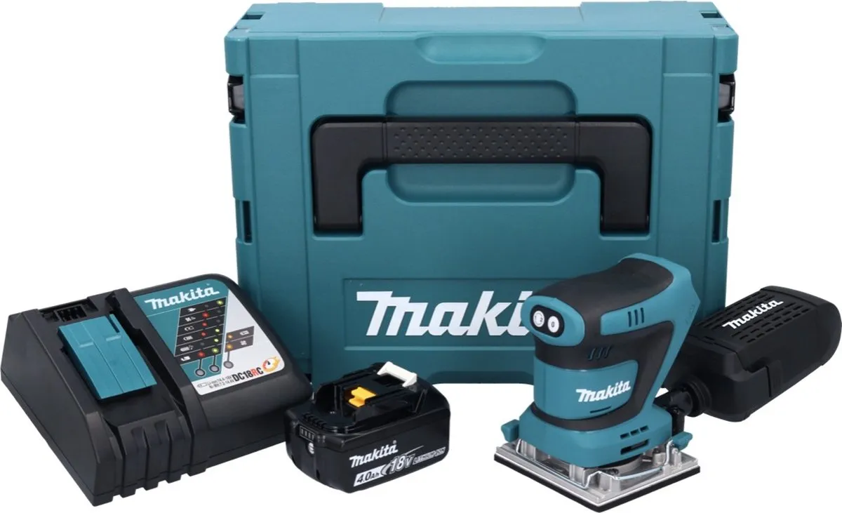Makita DBO482RM1J Accuschuurmachine 18V 112x102mm - met accu 4.0Ah & lader