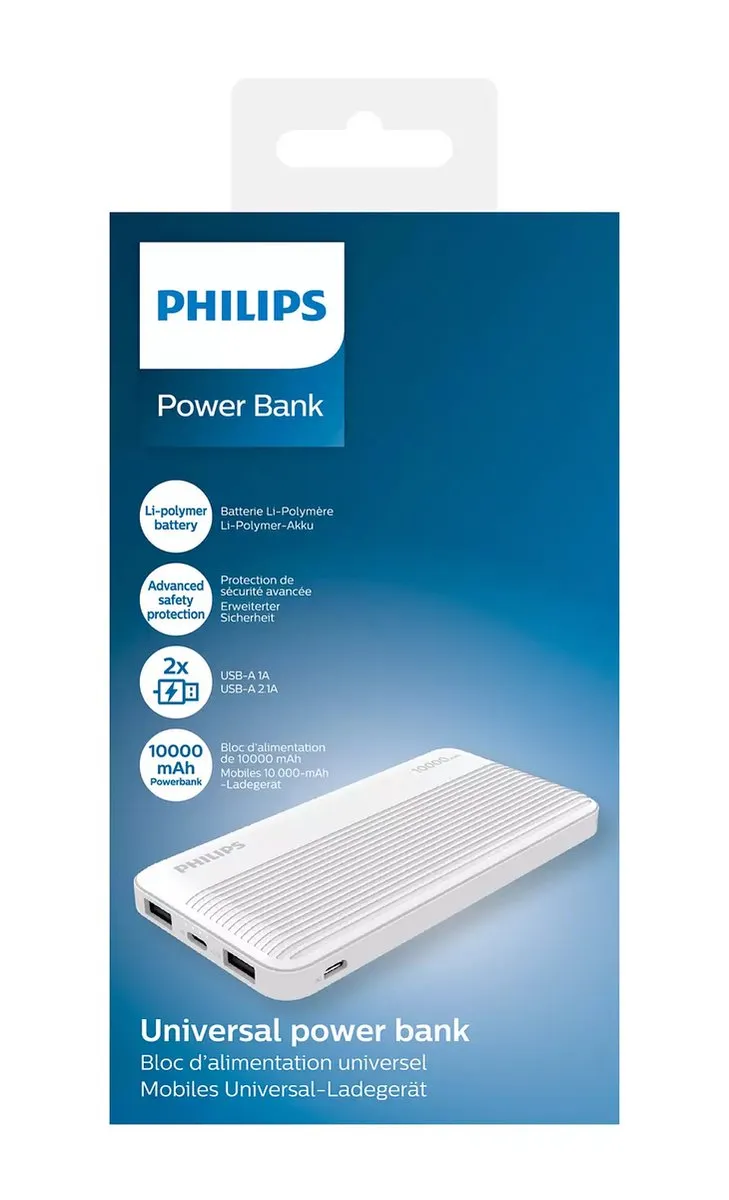 Philips DLP1810 Powerbank 10000mAh - 2x USB - Wit