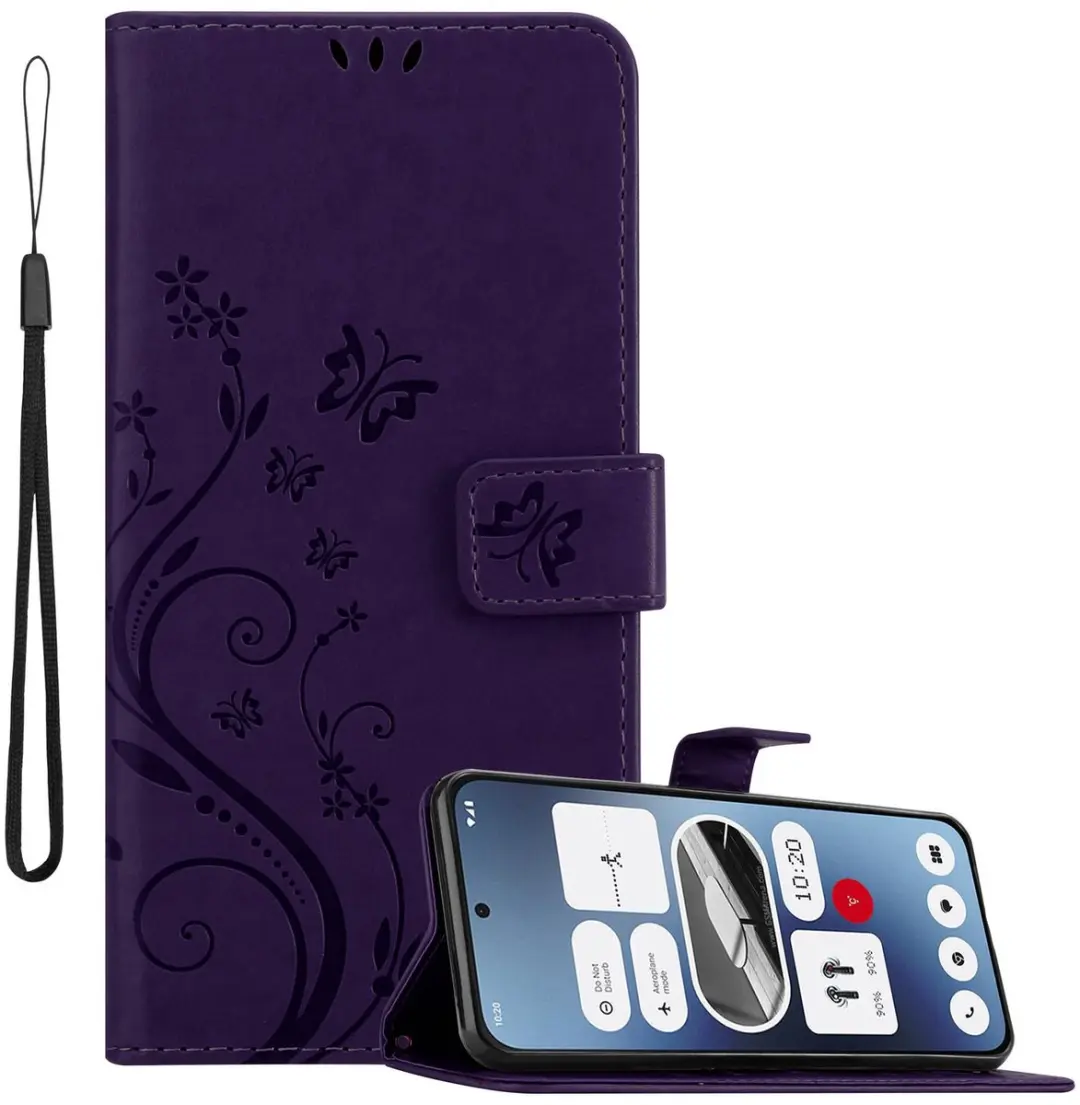 Cadorabo Hoesje geschikt voor Nothing Phone 2 in BLOEMEN DONKER PAARS