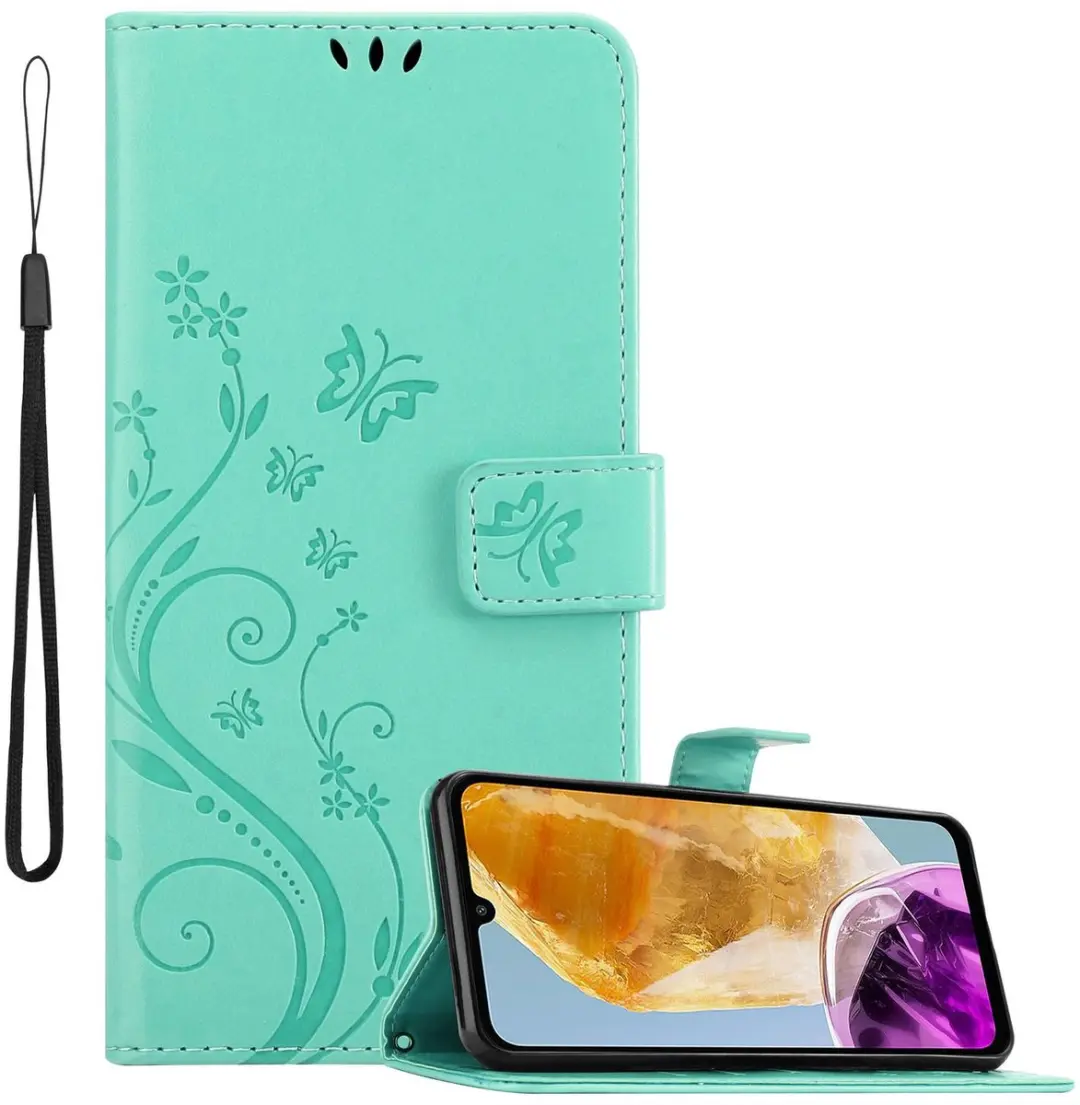 Cadorabo Hoesje geschikt voor Samsung Galaxy M15 in BLOEMEN TURKOOIS