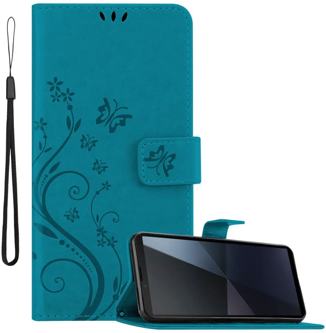Cadorabo Hoesje geschikt voor Sony Xperia 10 VI in BLOEMEN BLAUW