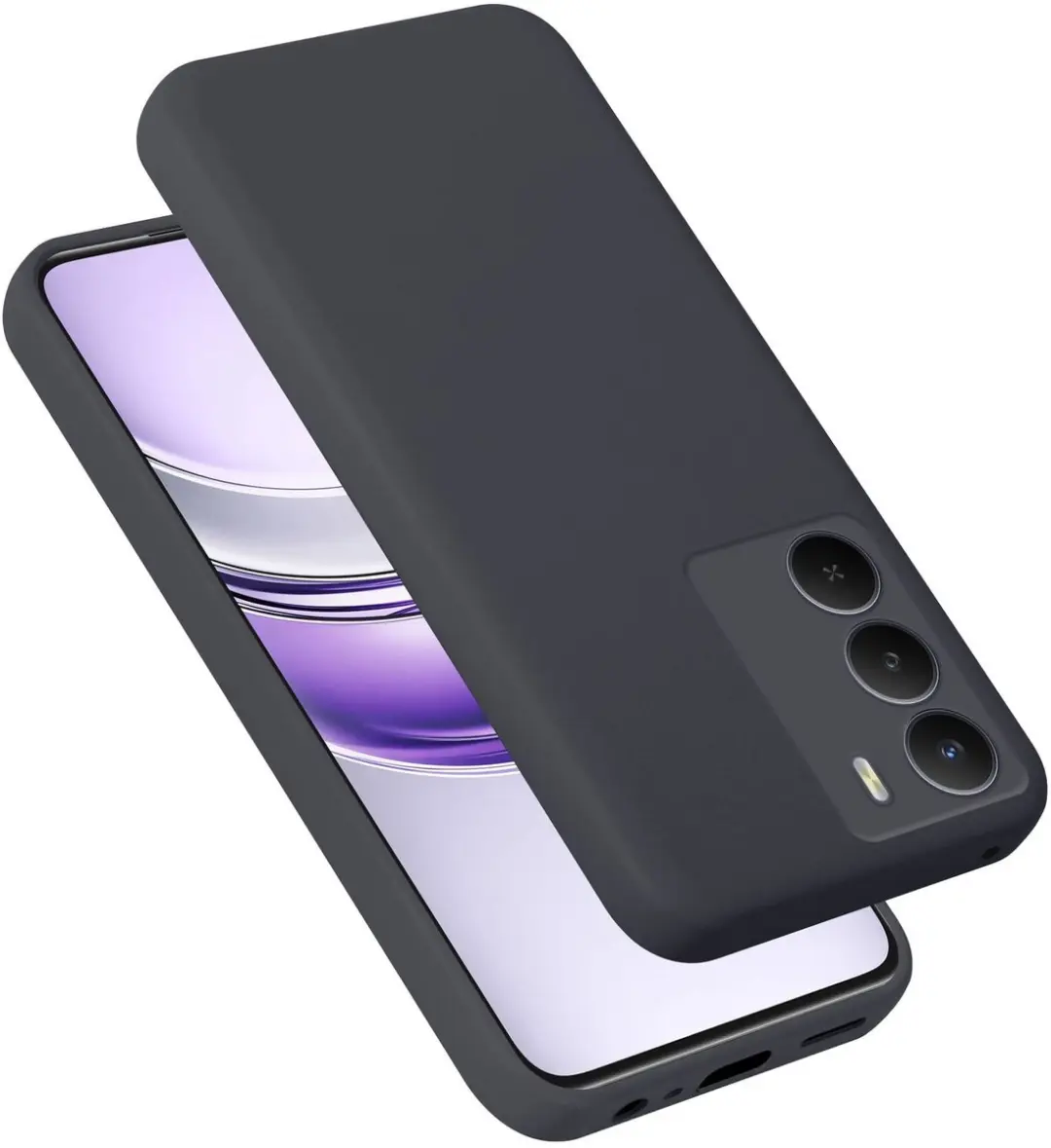 Cadorabo Hoesje geschikt voor Realme 14X 5G Case in Liquid Zwart Beschermhoes ge