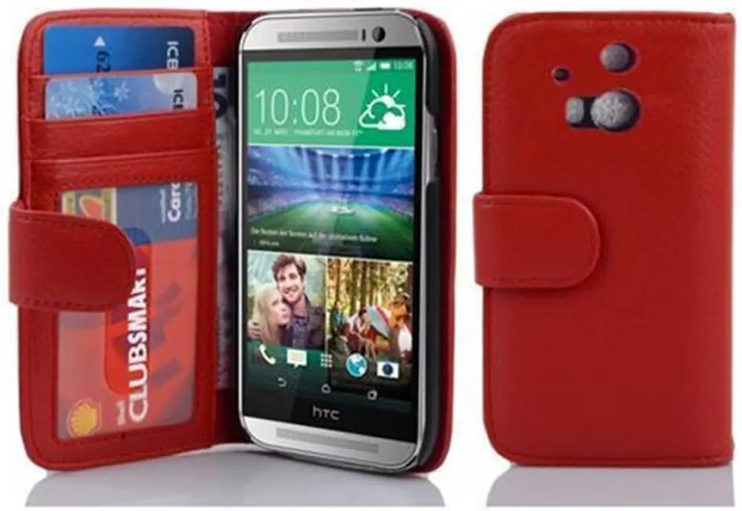 Cadorabo Hoesje geschikt voor HTC ONE M8 in INFERNO ROOD