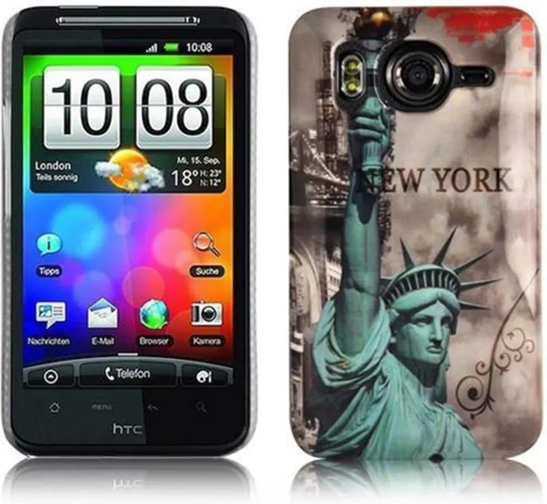 Cadorabo Hoesje geschikt voor HTC Desire HD met NEW YORK