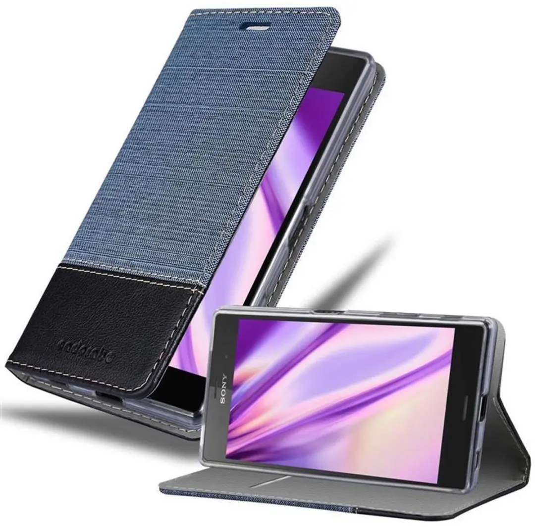 Cadorabo Hoesje geschikt voor Sony Xperia Z5 in DONKERBLAUW ZWART