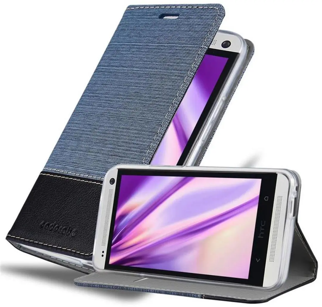 Cadorabo Hoesje geschikt voor HTC ONE M7 in DONKERBLAUW ZWART