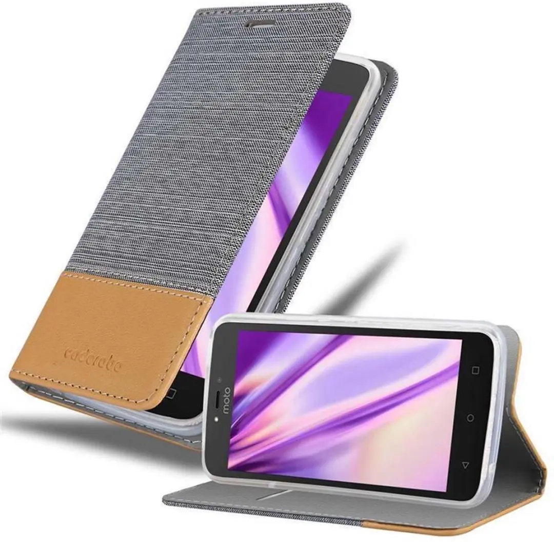 Cadorabo Hoesje geschikt voor Motorola MOTO C PLUS in LICHTGRIJS BRUIN