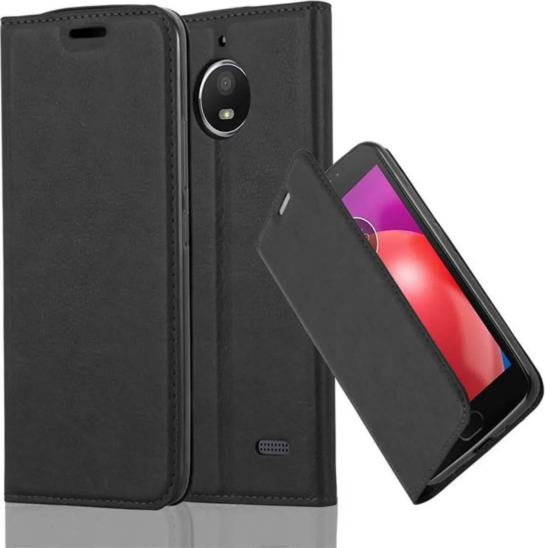 Cadorabo Hoesje geschikt voor Motorola MOTO E4 in ZWARTE NACHT