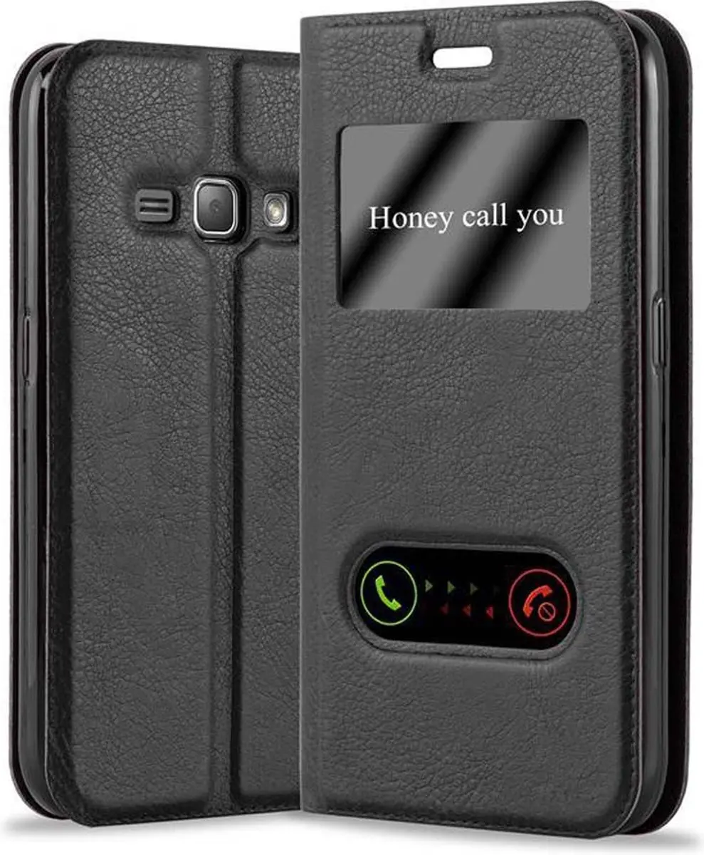 Cadorabo Hoesje geschikt voor Samsung Galaxy J1 2015 in KOMEET ZWART