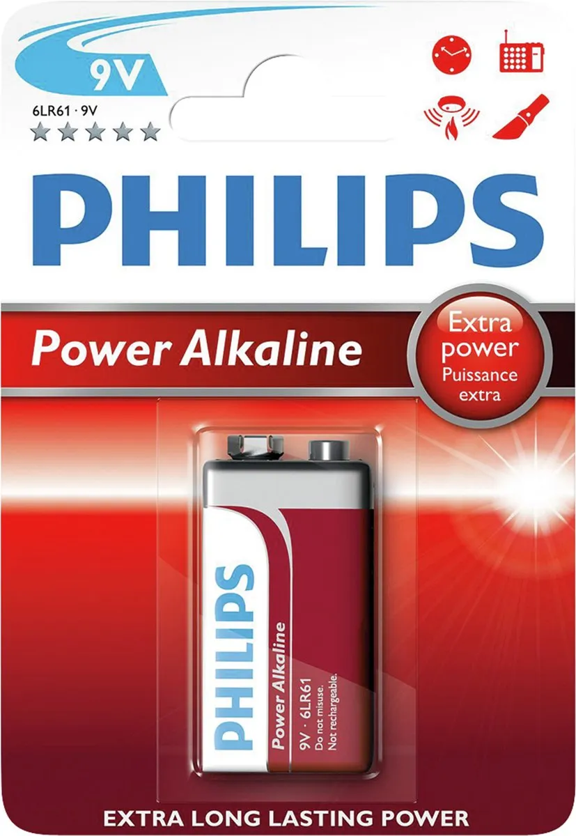 Philips Power Alkaline Batterij 9V - 1 Stuk