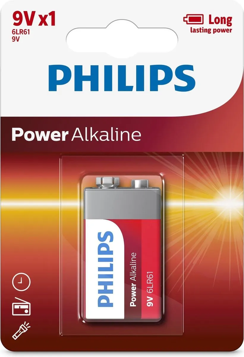 Philips Power Alkaline Batterij 9V - 1 Stuk