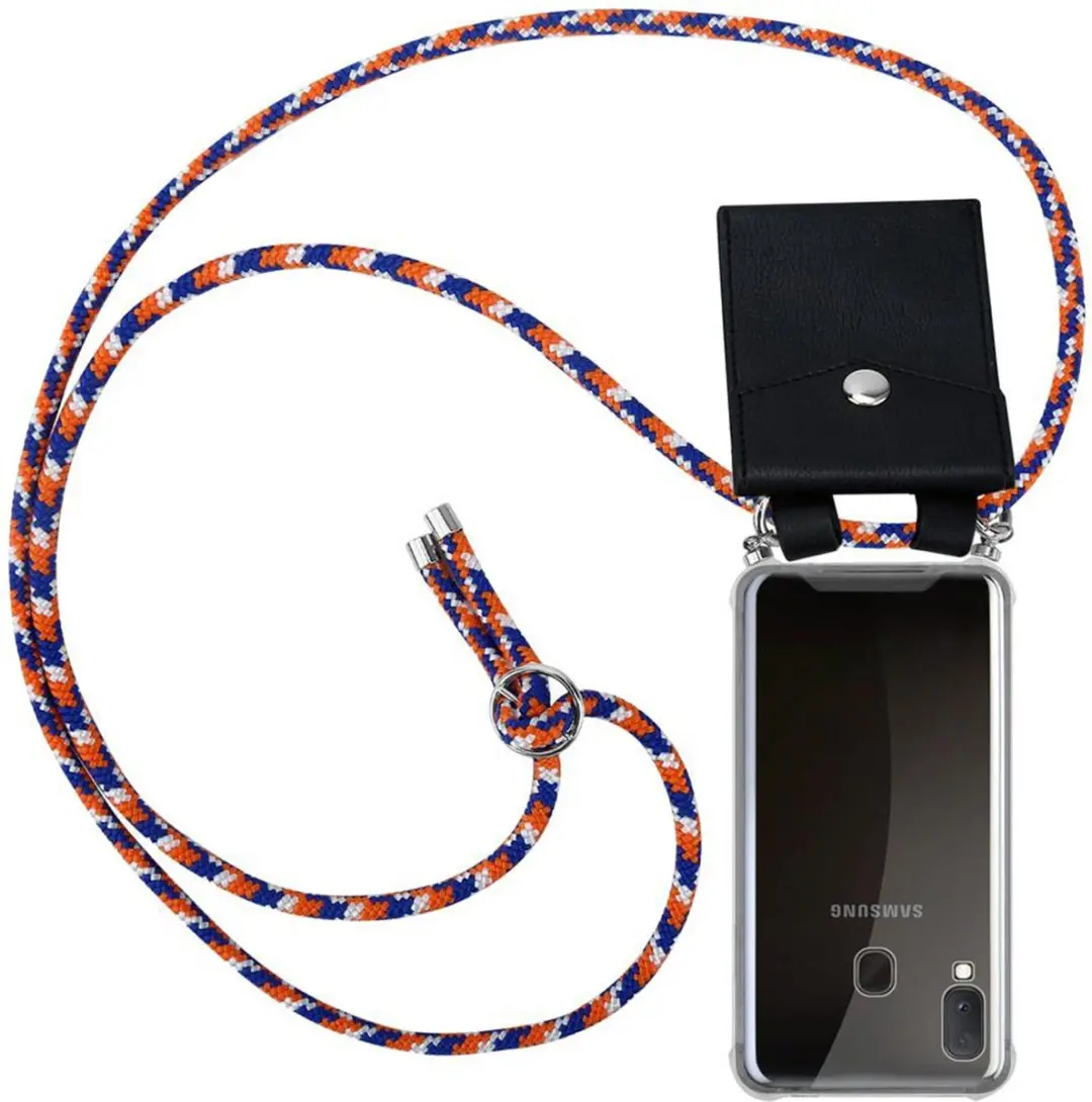 Cadorabo Hoesje geschikt voor Samsung Galaxy A10e / A20e in ORANJE BLAUW WIT