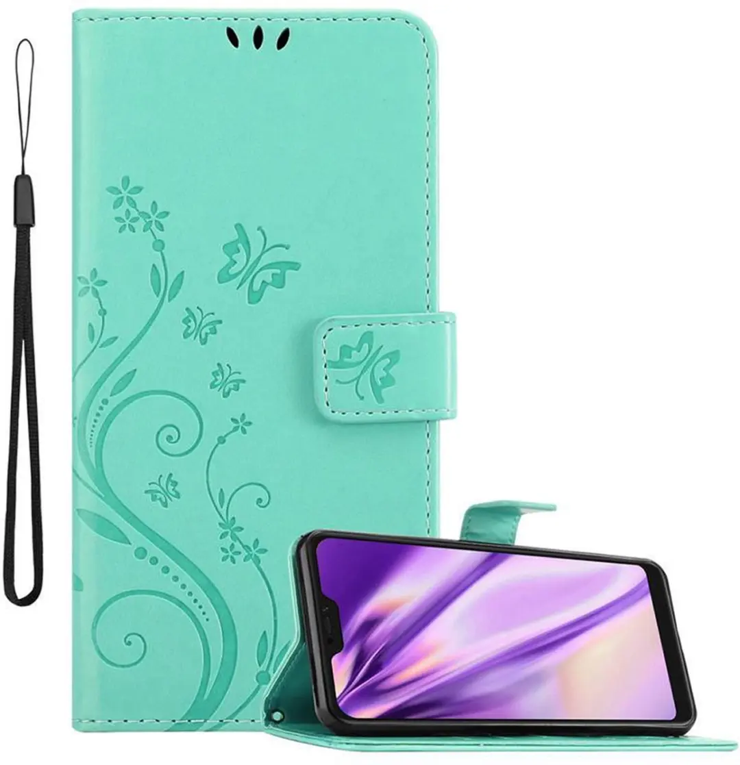 Cadorabo Hoesje geschikt voor Xiaomi RedMi NOTE 6 PRO in BLOEMEN TURKOOIS