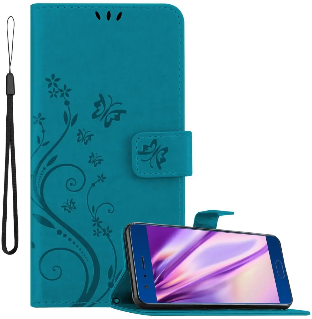 Cadorabo Hoesje geschikt voor Honor 9 in BLOEMEN BLAUW