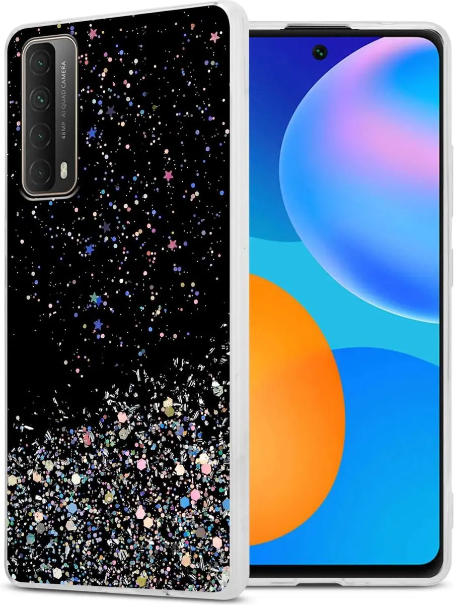 Cadorabo Hoesje geschikt voor Huawei P SMART 2021 in Zwart met Glitter