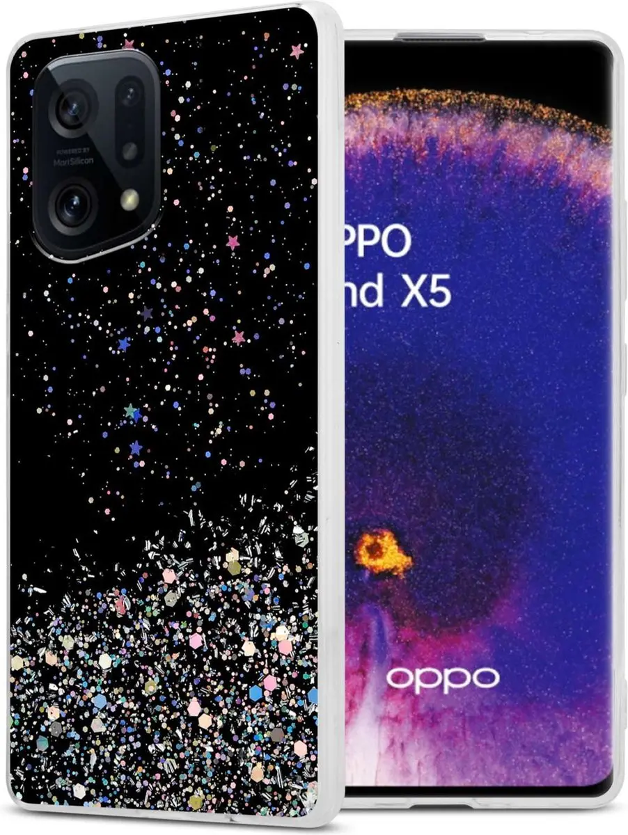 Cadorabo Hoesje geschikt voor Oppo FIND X5 in Zwart met Glitter