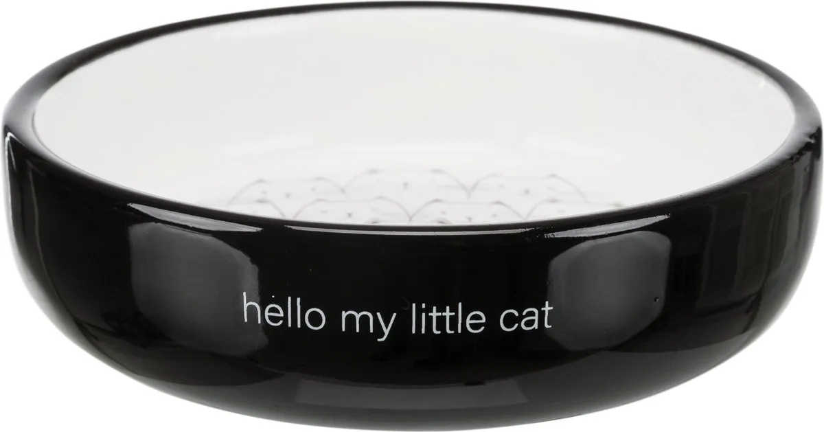 Trixie Hello My Little Cat Keramische Voerbak - Ø15cm - Blauw/Wit - afbeelding 6 van 6