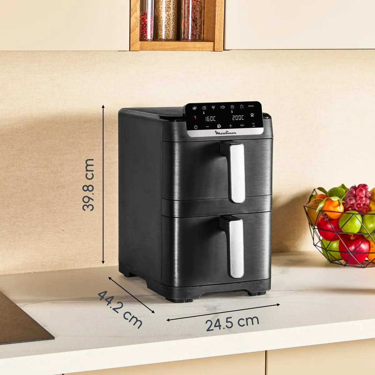 Moulinex Easy Fry Crispy Stack EZ7528F0 Dual Airfryer 10L - 7 Programma's - Zwart