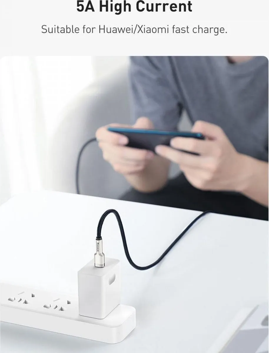 Baseus Cafule Series CATJK-D02 USB-C Kabel 100W 2m - Wit