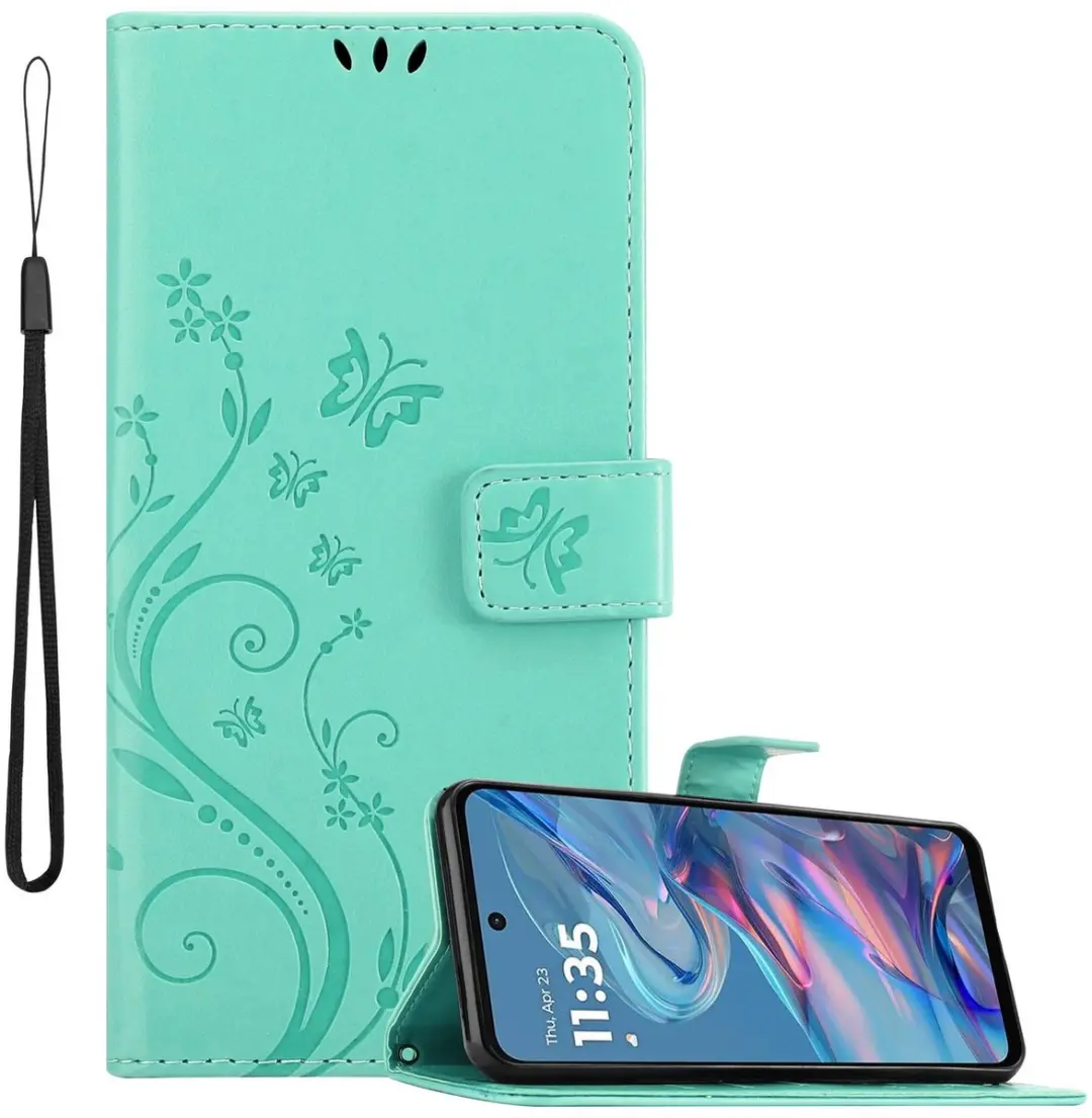 Cadorabo Hoesje geschikt voor Motorola Moto G45 in BLOEMEN TURKOOIS