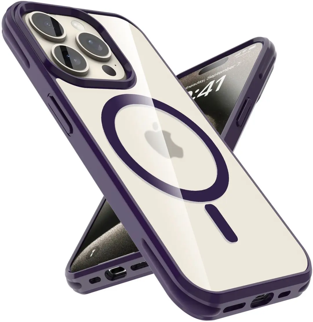 Hoesje geschikt voor iPhone 15 PRO MAX in Donkerpaars Case geschikt voor Magsafe