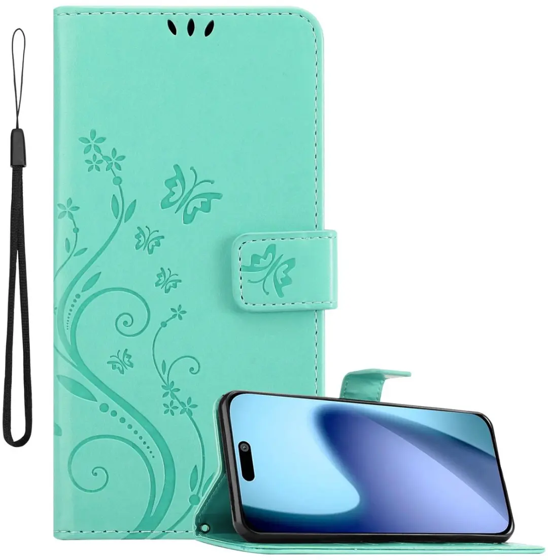 Cadorabo Hoesje geschikt voor iPhone 17 Case in BLOEMEN TURKOOIS Beschermhoes in