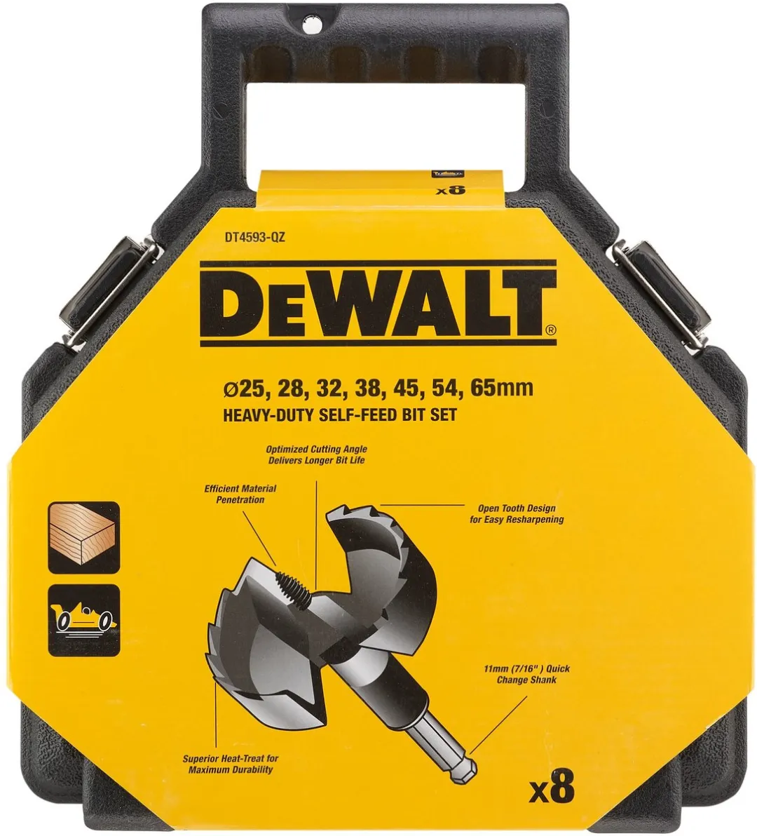 DeWalt DT4593 Cilinderkopboorset 8-delig 25-65mm - Hout
