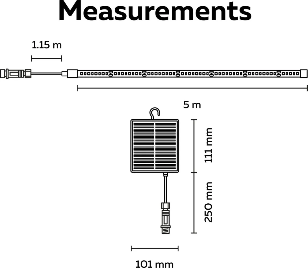 Calex Vista Solar Ledstrip 3m - RGBIC Zwart