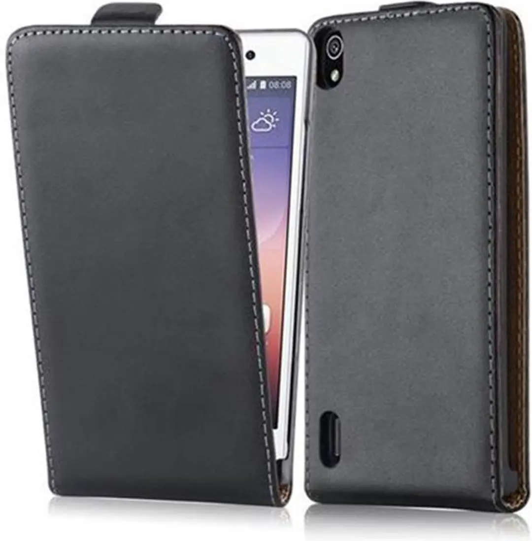 Cadorabo Hoesje geschikt voor Huawei ASCEND P7 in KAVIAAR ZWART