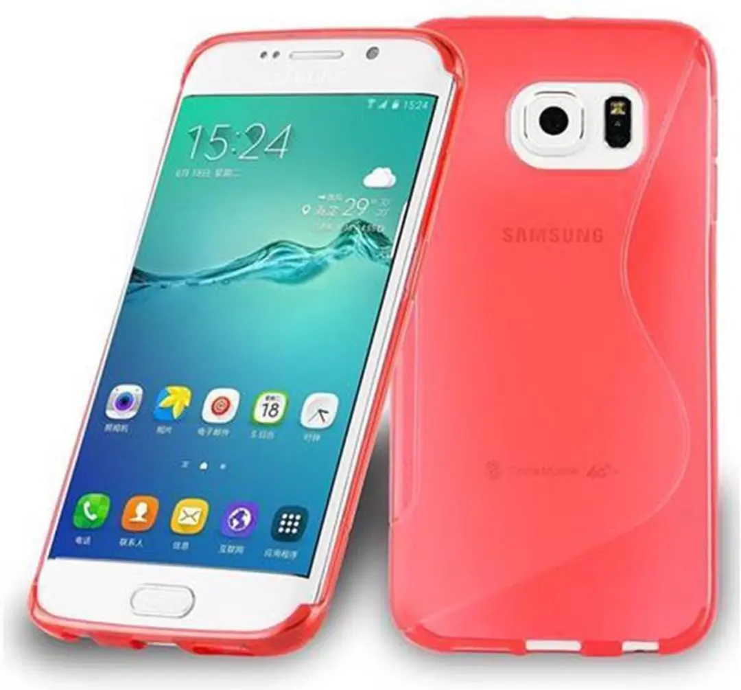 Cadorabo Hoesje geschikt voor Samsung Galaxy S6 EDGE PLUS in INFERNO ROOD