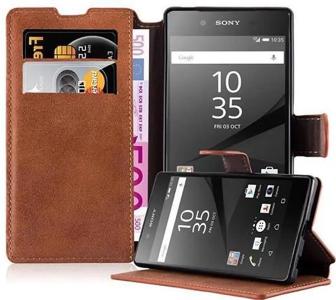 Cadorabo Hoesje geschikt voor Sony Xperia Z5 in MAT BRUIN
