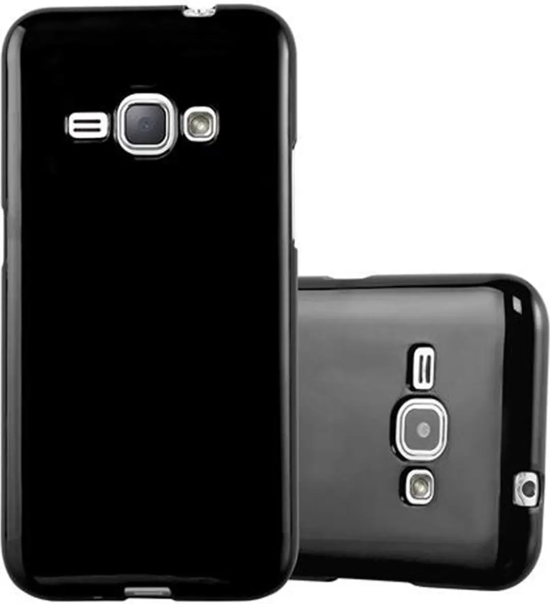 Cadorabo Hoesje geschikt voor Samsung Galaxy J1 2015 in JELLY ZWART
