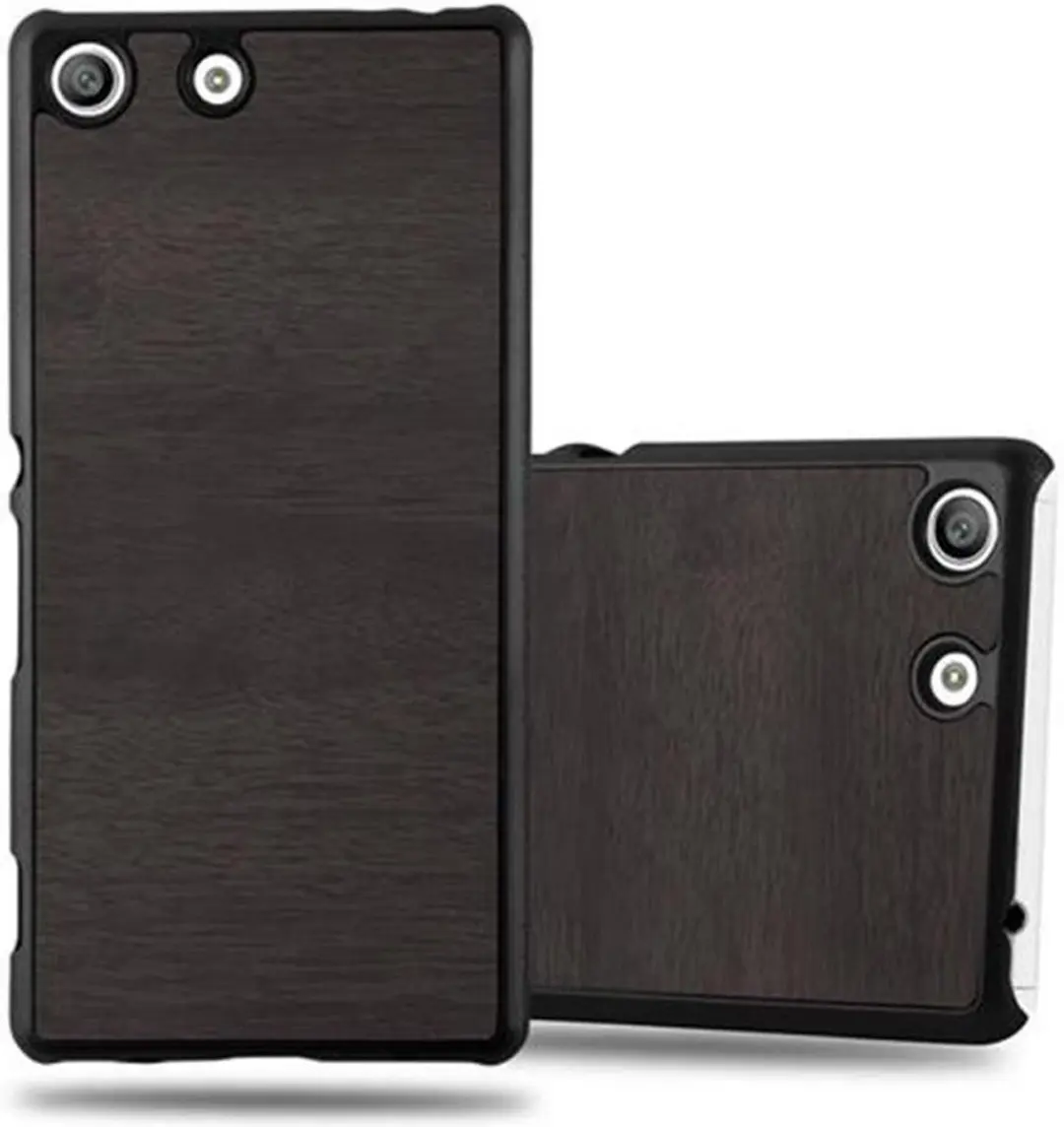 Cadorabo Hoesje geschikt voor Sony Xperia M5 in WOODY ZWART