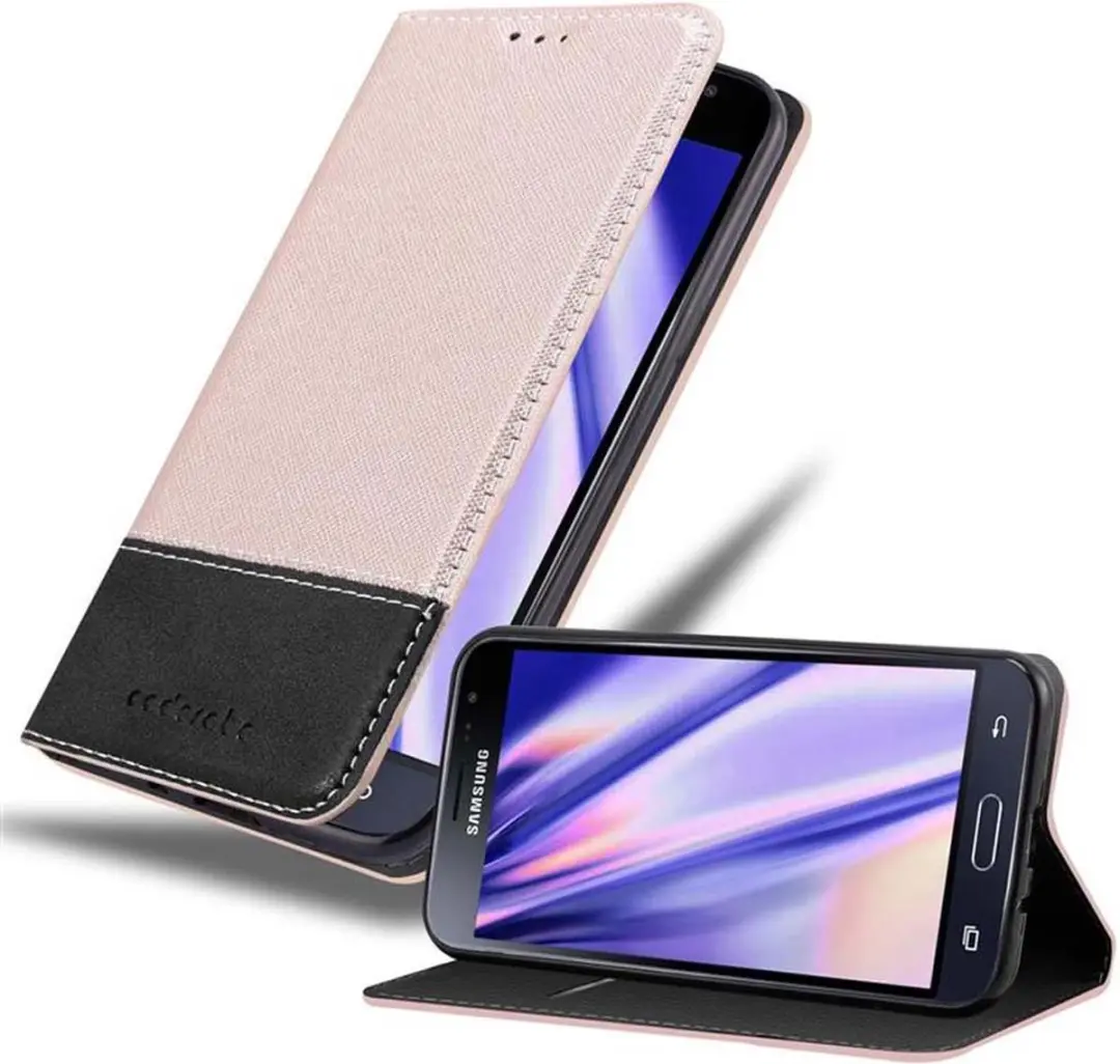 Cadorabo Hoesje geschikt voor Samsung Galaxy J3 2016 in ROSE GOUD ZWART