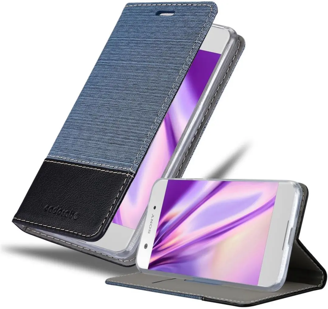 Cadorabo Hoesje geschikt voor Sony Xperia XA1 in DONKERBLAUW ZWART