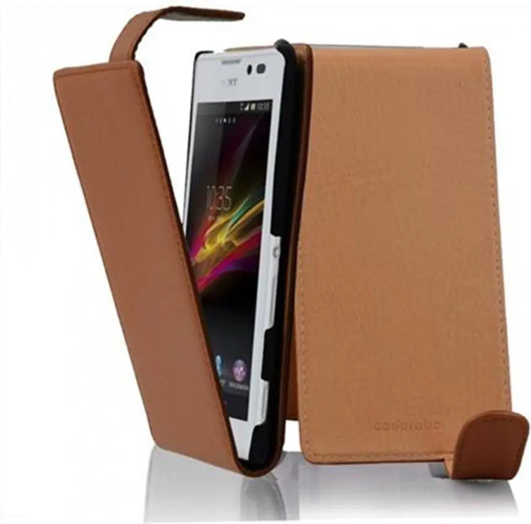 Cadorabo Hoesje geschikt voor Sony Xperia C in COGNAC BRUIN