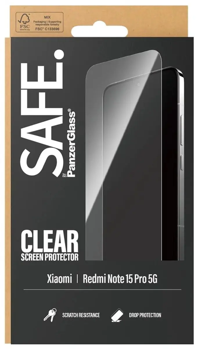 SAFE by PanzerGlass Ultra-Wide Fit Screenprotector Xiaomi Redmi Note 15 Pro 5G - afbeelding 4 van 4