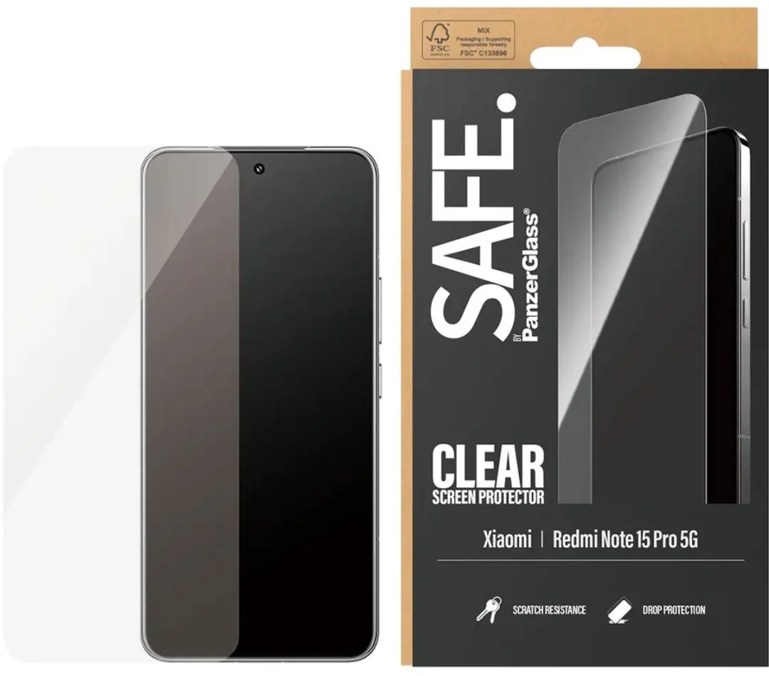 SAFE by PanzerGlass Ultra-Wide Fit Screenprotector Xiaomi Redmi Note 15 Pro 5G