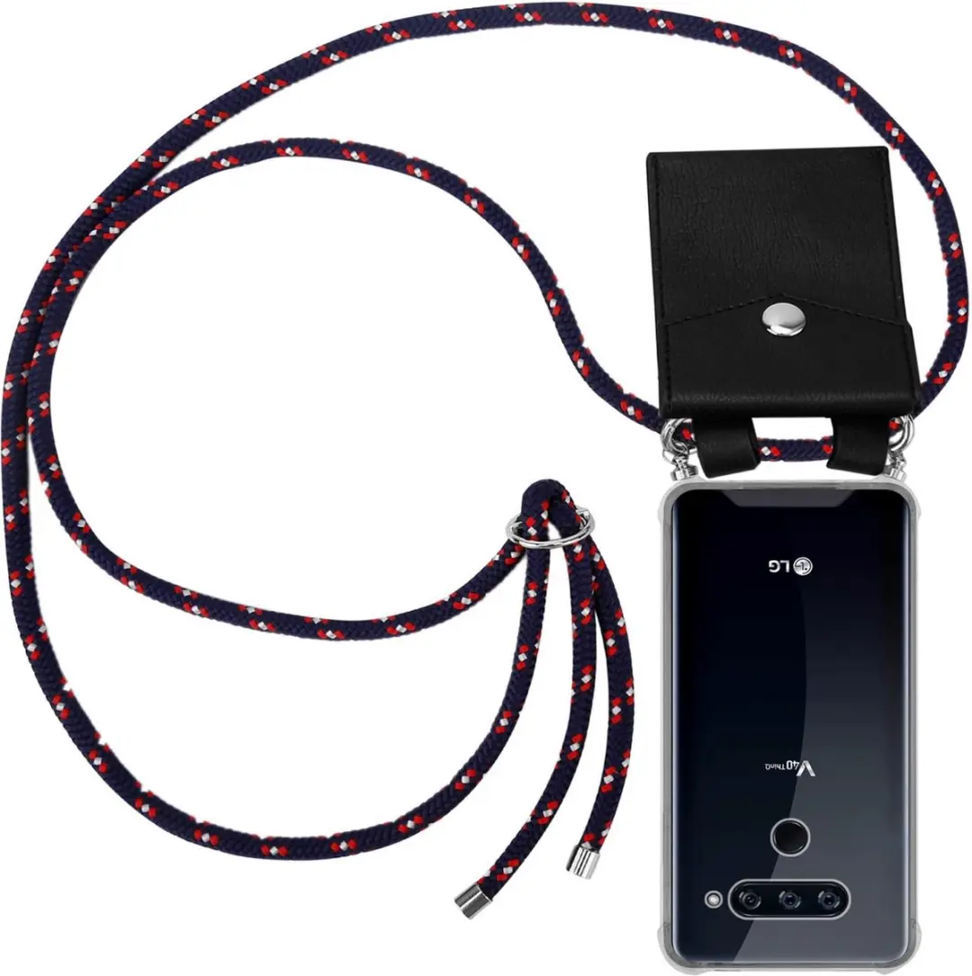 Cadorabo Hoesje geschikt voor LG V40 in BLAUW ROOD WITTE STIP