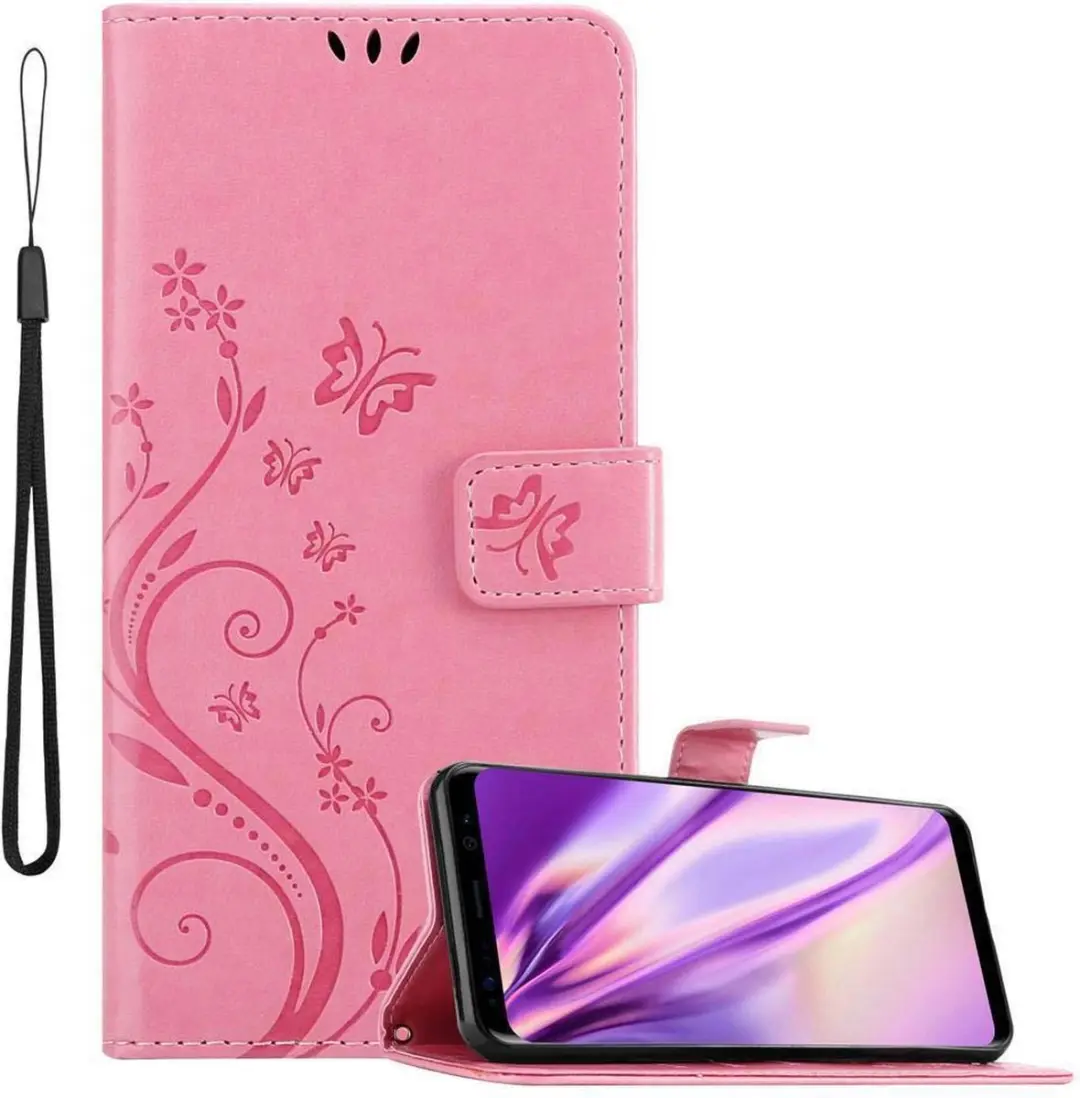 Cadorabo Hoesje geschikt voor Samsung Galaxy S8 in BLOEMEN ROZE