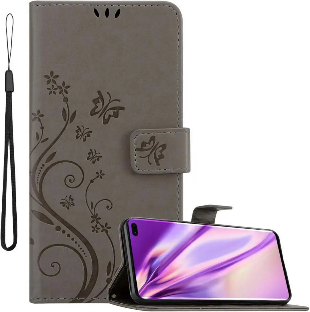 Cadorabo Hoesje geschikt voor Samsung Galaxy S10 PLUS in BLOEMEN GRIJS