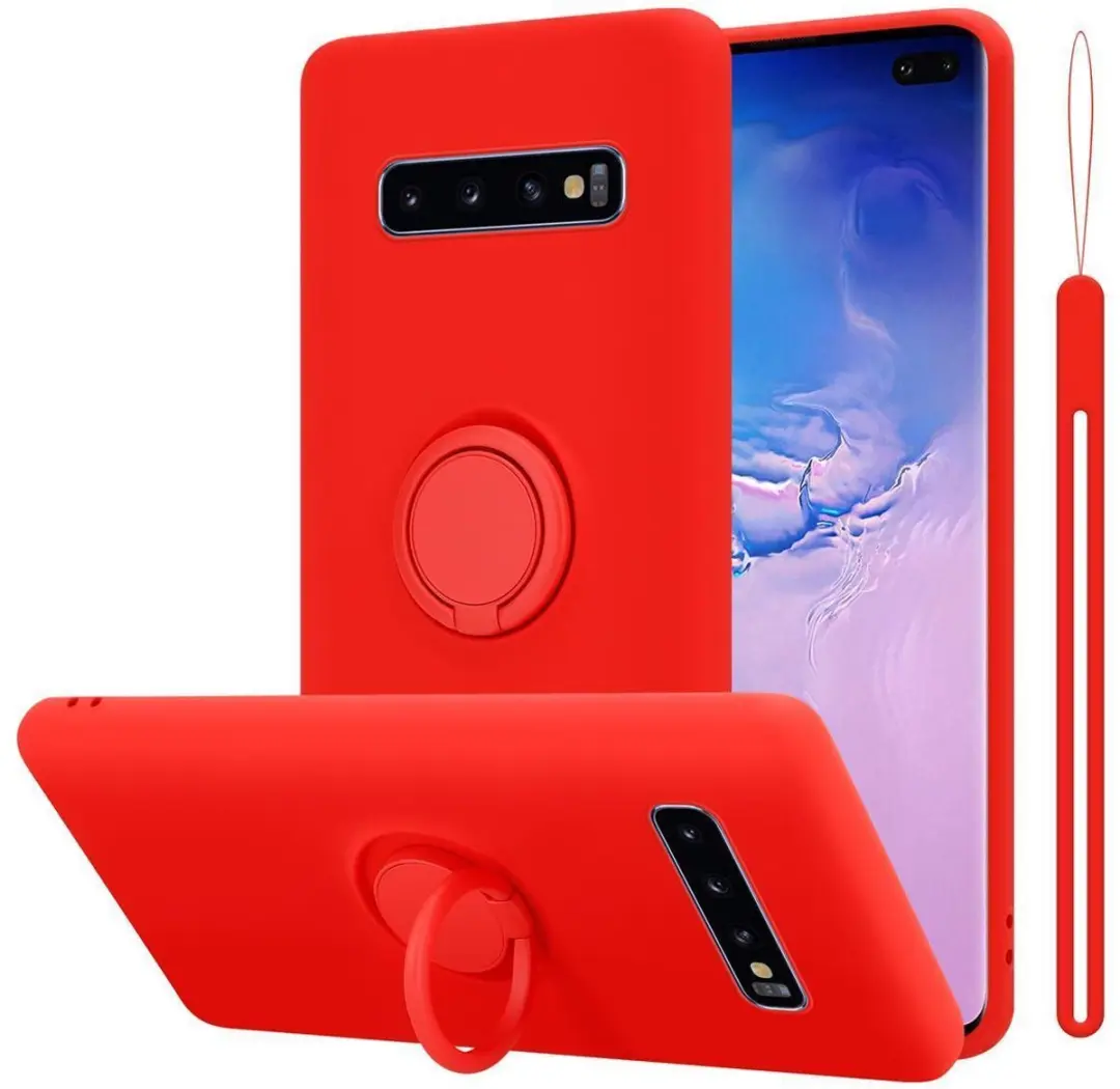 Cadorabo Hoesje geschikt voor Samsung Galaxy S10 PLUS in LIQUID ROOD