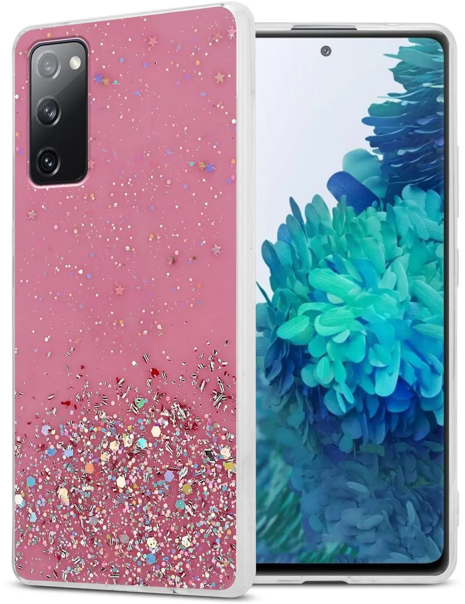Cadorabo Hoesje geschikt voor Samsung Galaxy S20 FE in Roze met Glitter