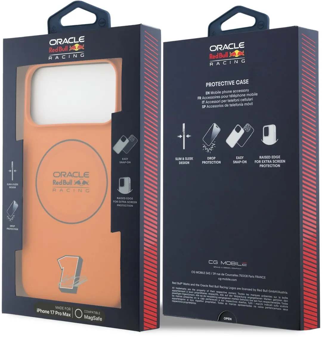 Red Bull Racing Silicone Red Ring Back Cover hoesje met MagSafe voor Apple iPhone 17 Pro Max - Oranje