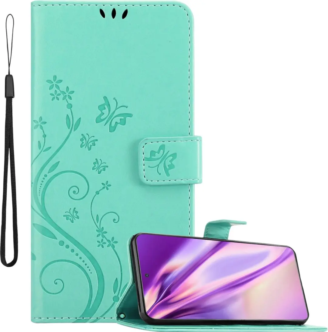 Cadorabo Hoesje geschikt voor Motorola EDGE 20 in BLOEMEN TURKOOIS