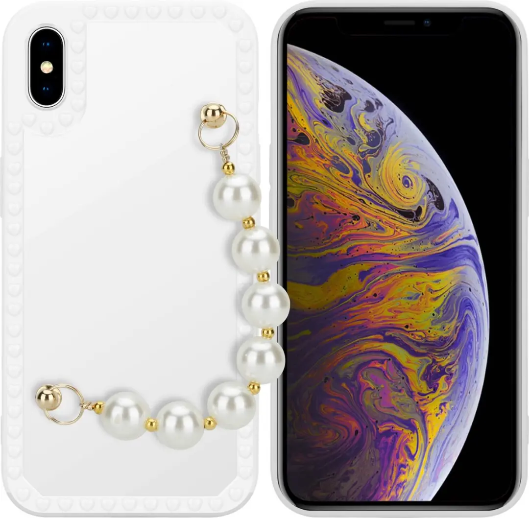 Cadorabo Hoesje geschikt voor Apple iPhone XS MAX in Wit met parels