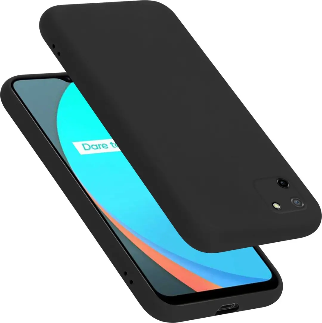 Cadorabo Hoesje geschikt voor Realme C11 2020 in LIQUID ZWART