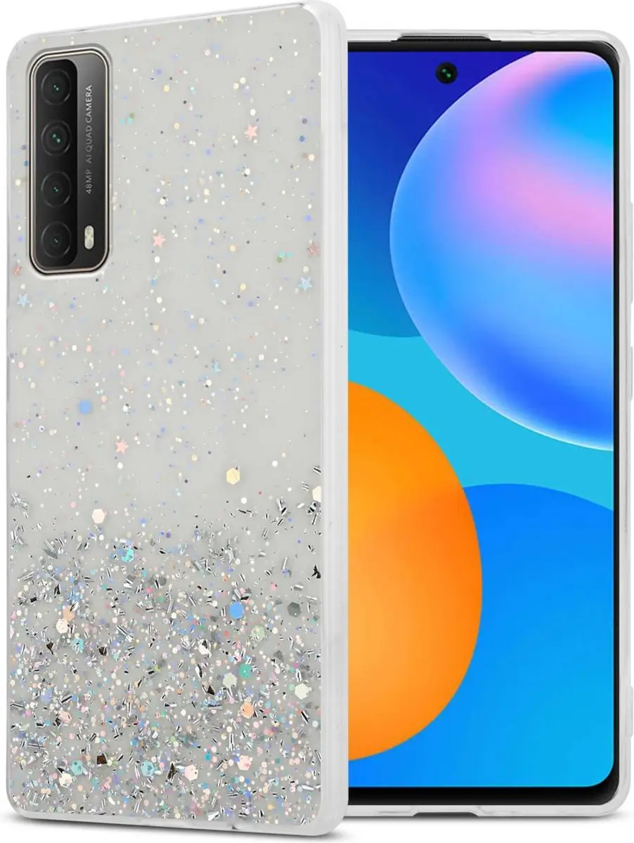 Cadorabo Hoesje geschikt voor Huawei P SMART 2021 in Transparant met Glitter