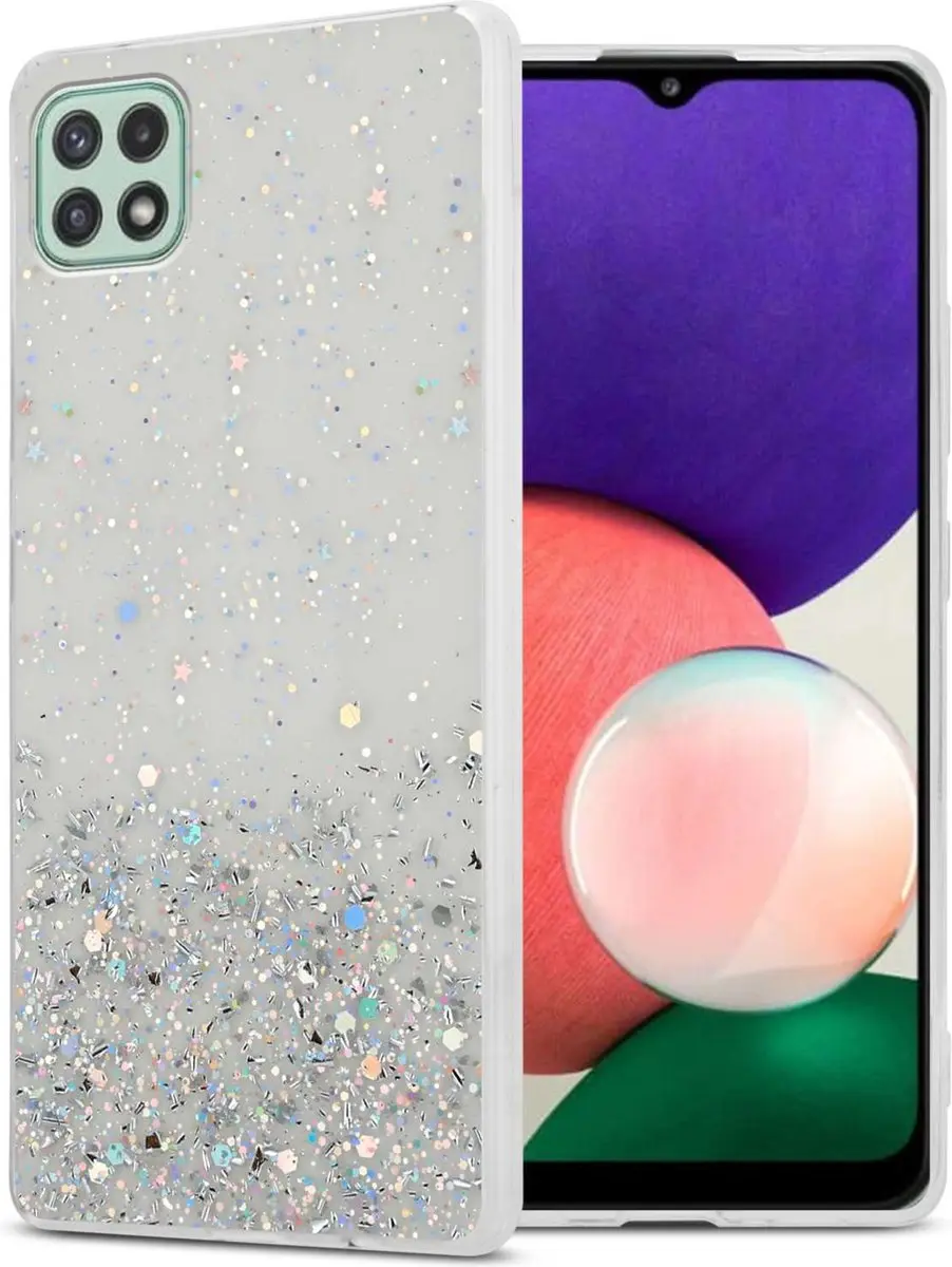 Cadorabo Hoesje geschikt voor Samsung Galaxy A22 5G in Transparant met Glitter