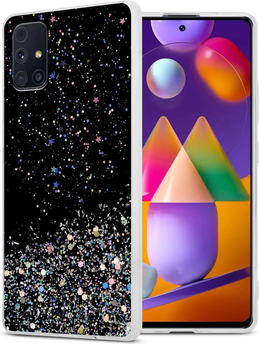 Cadorabo Hoesje geschikt voor Samsung Galaxy M31s in Zwart met Glitter